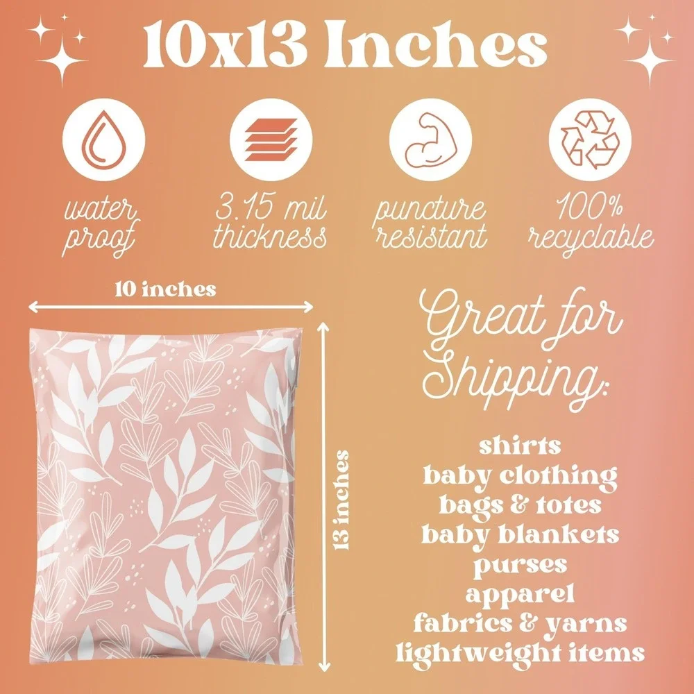 Pink Floral Poly Mailers 10x13 Inch 100 Pack Shipping Supplies Fries Before Guys